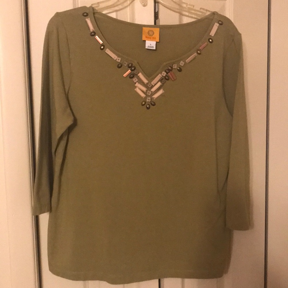 Cotton spandex olive green top